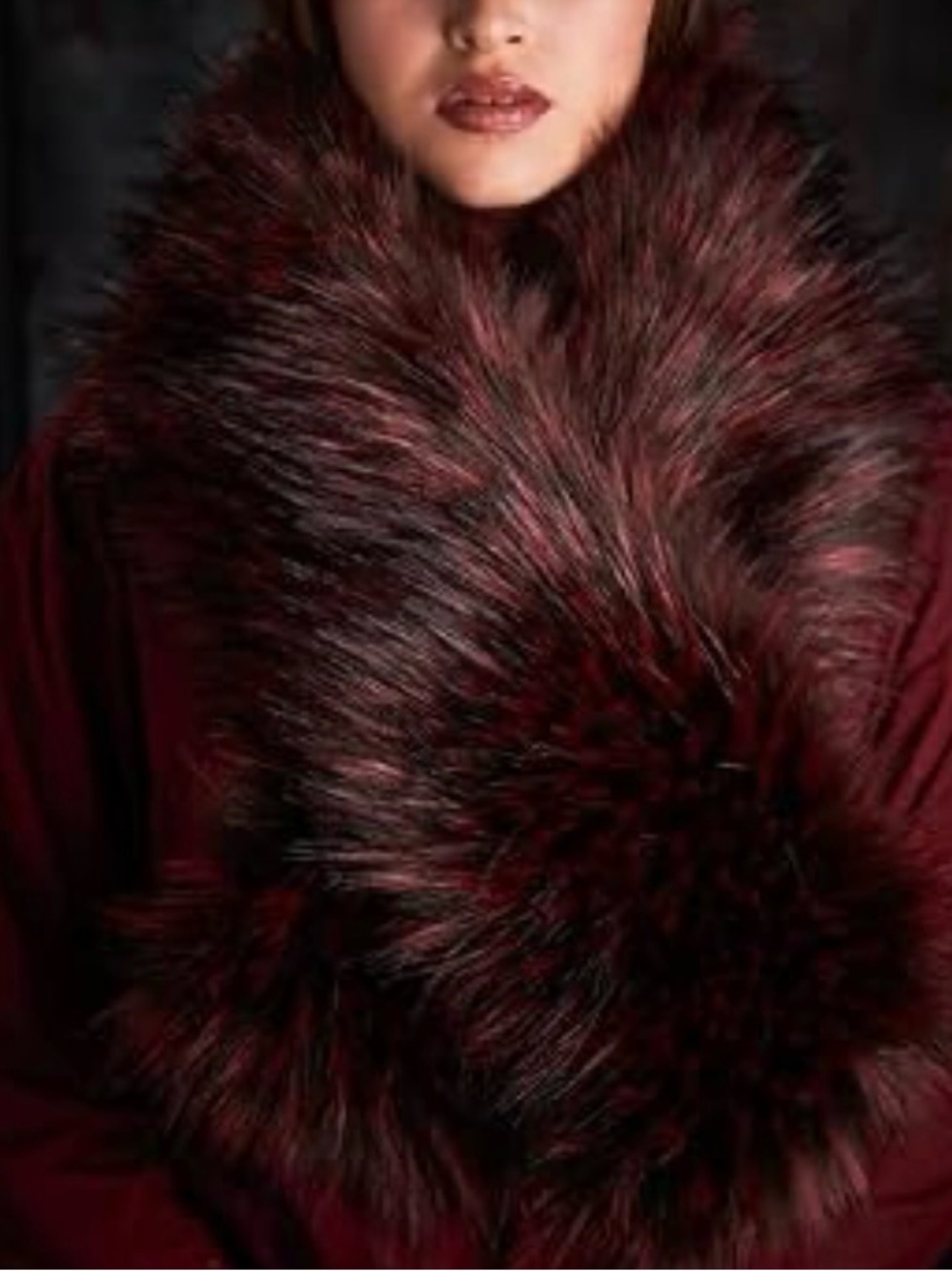 Laundry by Design Burgundy Faux Fur Wrap